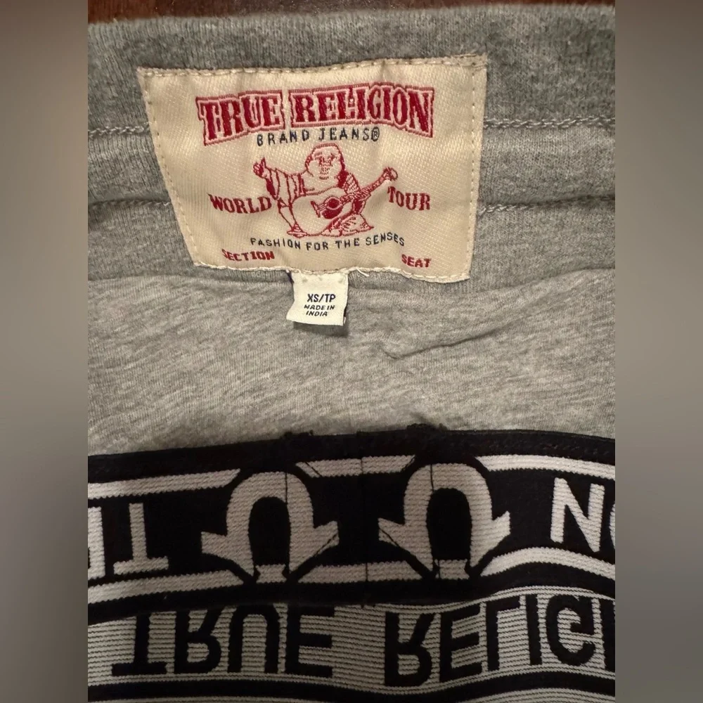 True Religion Heather Gray Hoodie and Jogger Tracksuit with Logo Accents XS - Picture 6 of 8
